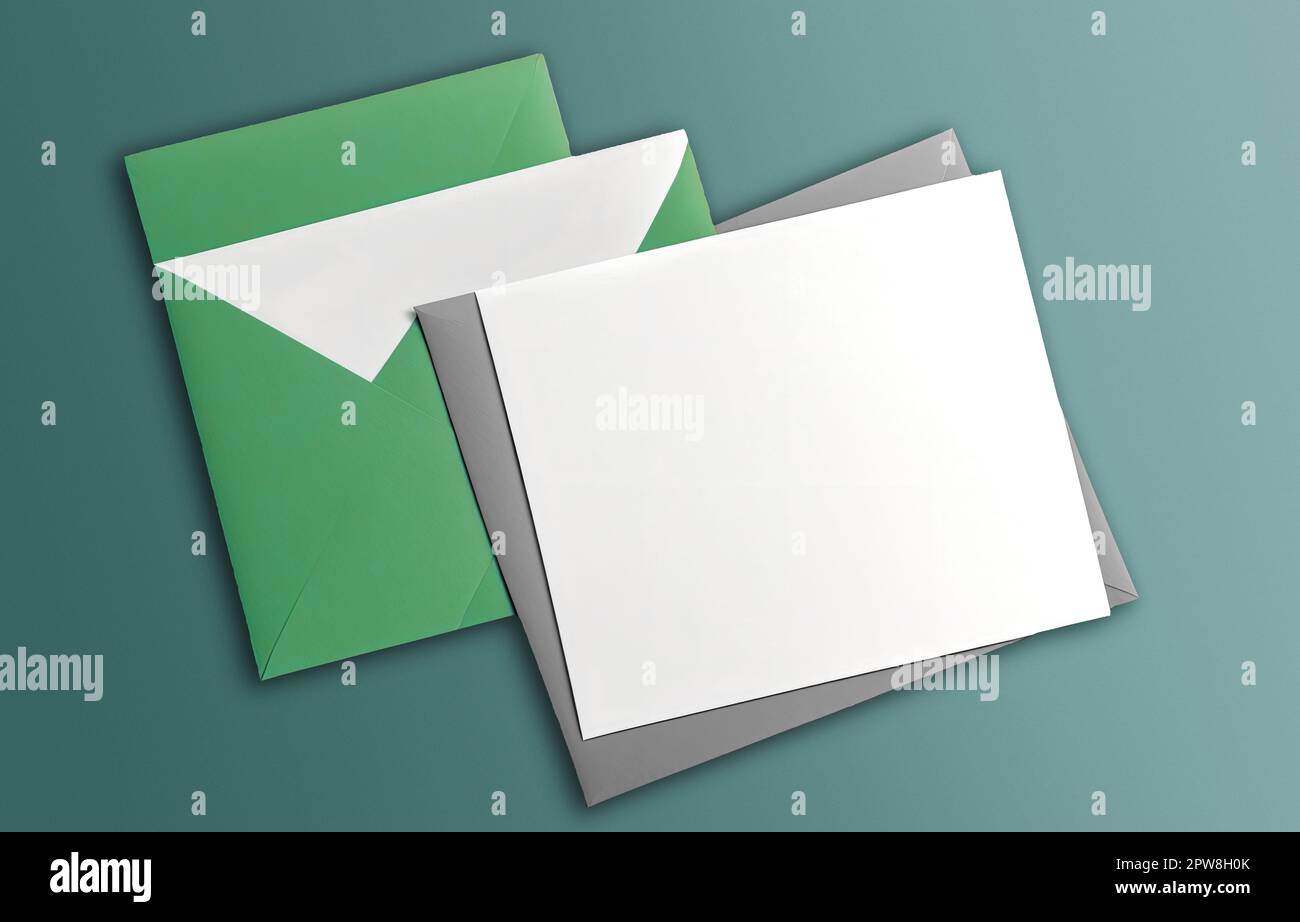 Business document and envelope mockup. Envelope mockup template