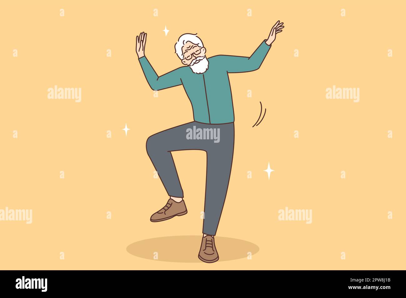 Smiling older man dancing Stock Vector