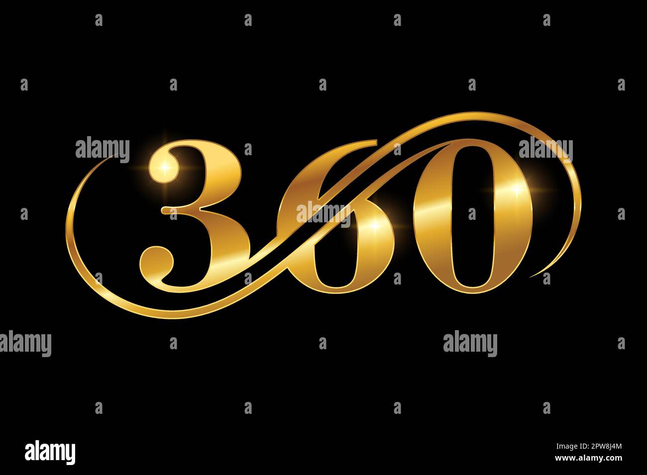 Golden Luxury 360 Vector Logo Icon Stock Vector