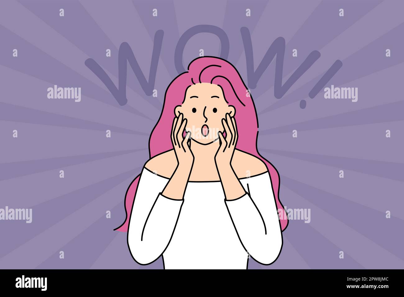 Stunned woman make wow gesture Stock Vector