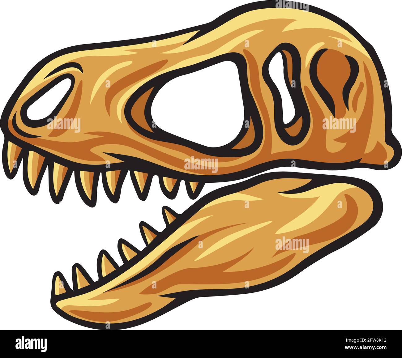 Tyrannosaurus dinosaur skull fossil Stock Vector