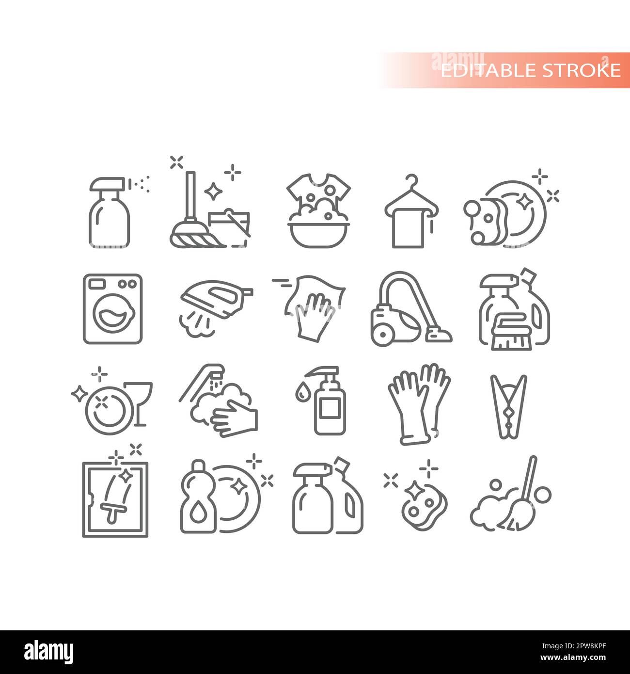 Cleaning, housekeeping line vector icon set Stock Vector Image & Art ...