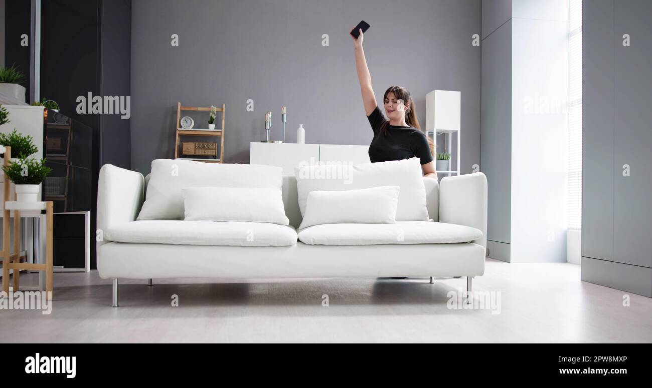 Lost Something Looking For Things. Searching Phone Stock Photo