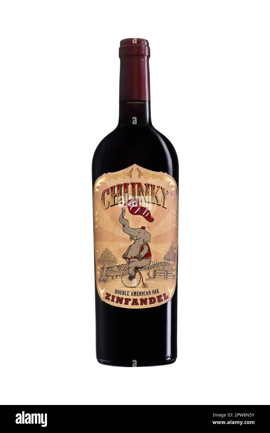 Photo of chunky red zinfandel double american oak bottle isolated on ...