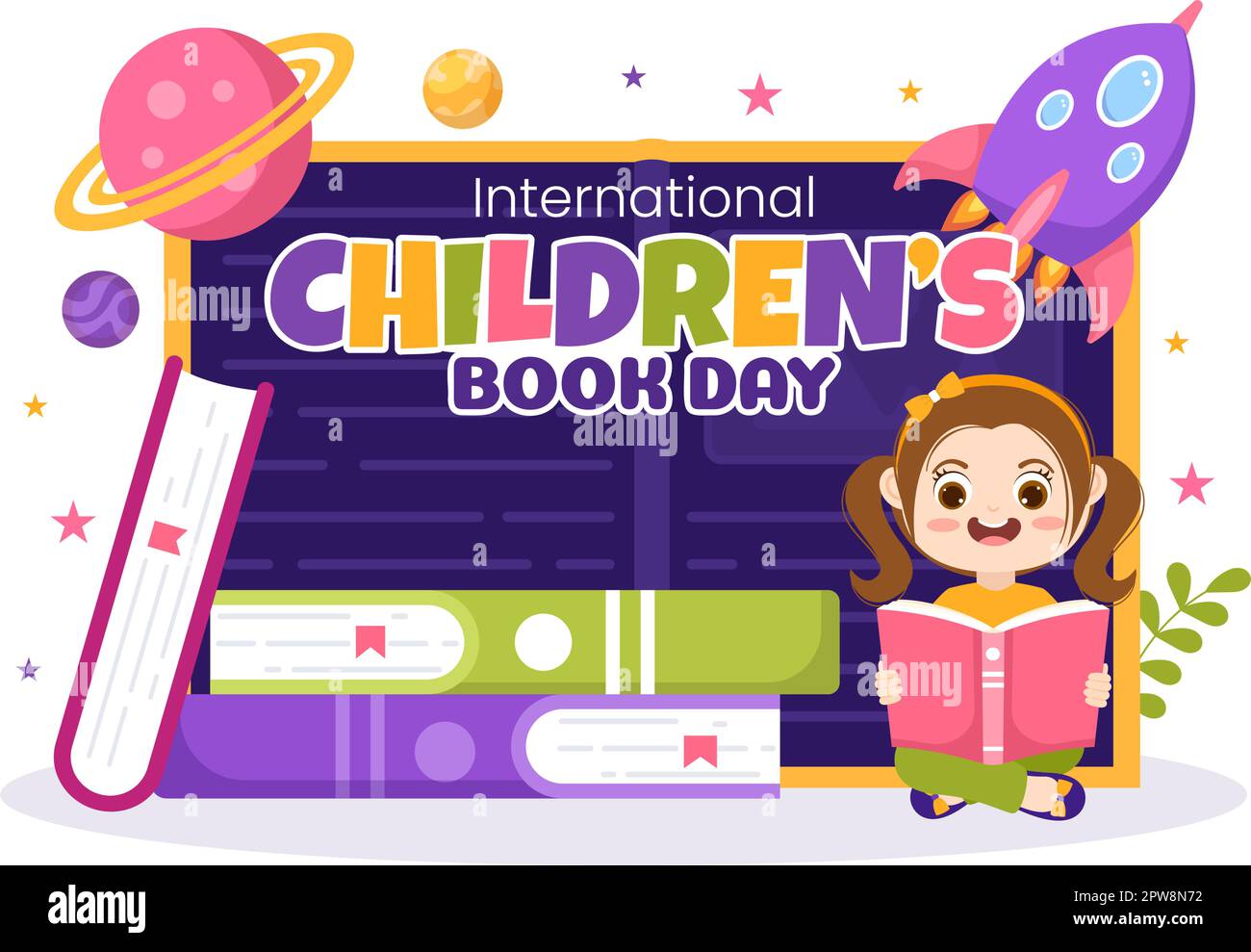 Children Reading And Writing Cartoon