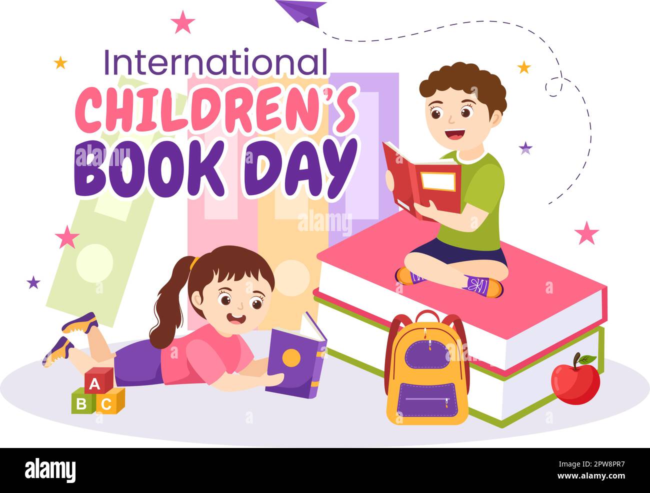 International Children's Book Day on April 2 Illustration with Kids