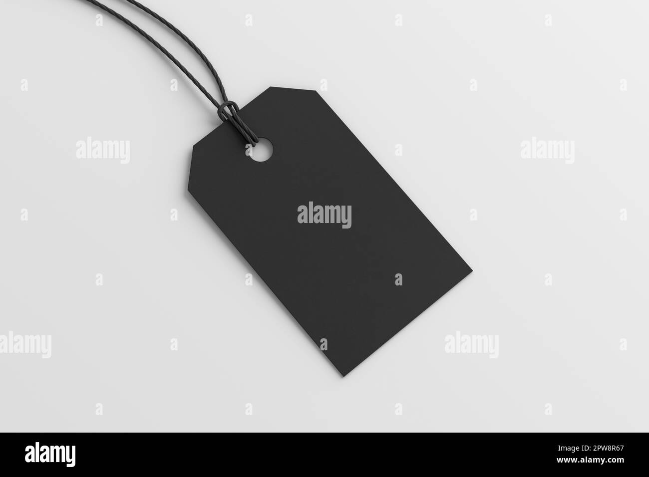 Black tag mockup on white background. Side view Stock Photo Alamy