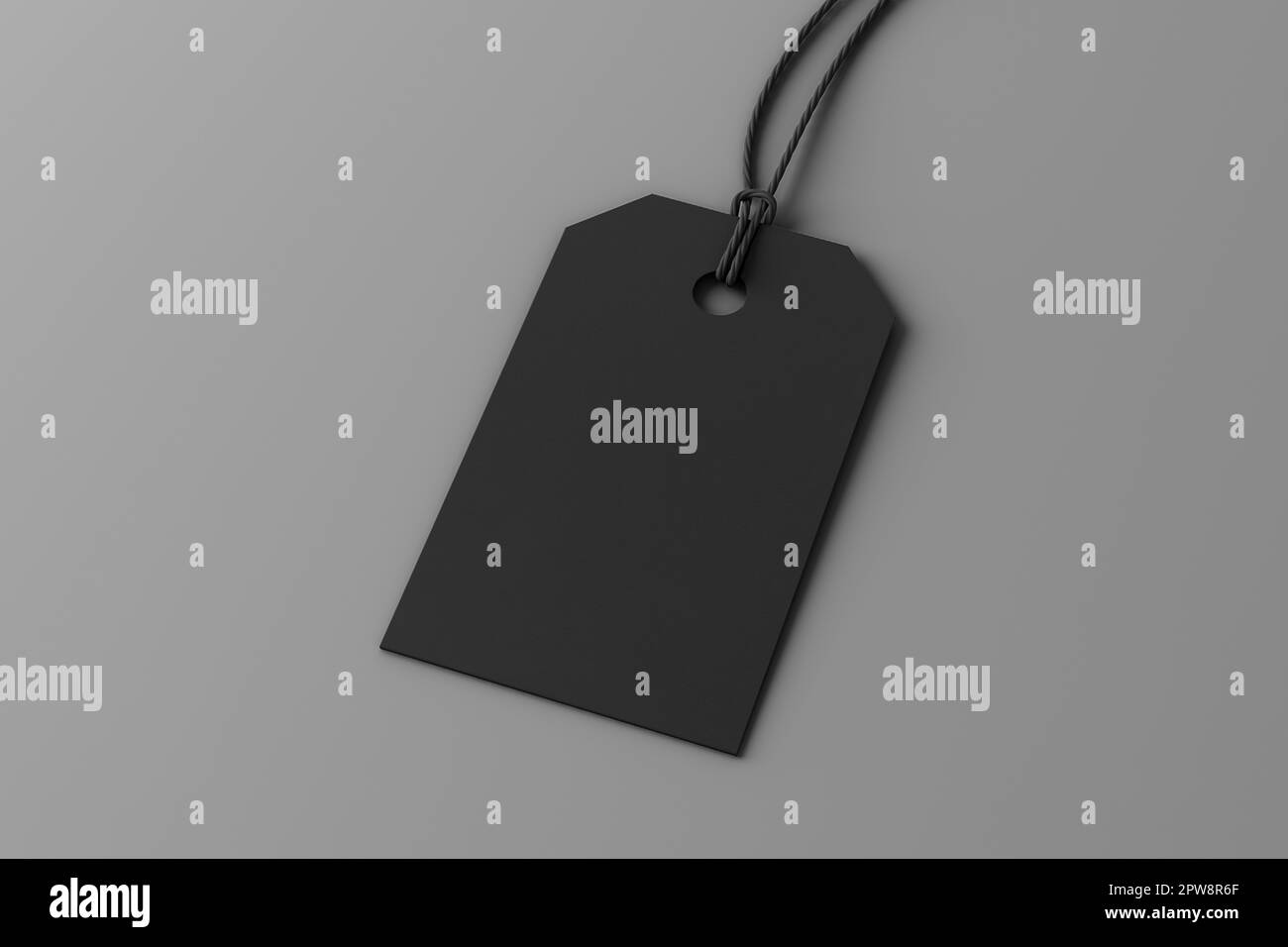 Black tag mockup on gray background. Side view Stock Photo Alamy