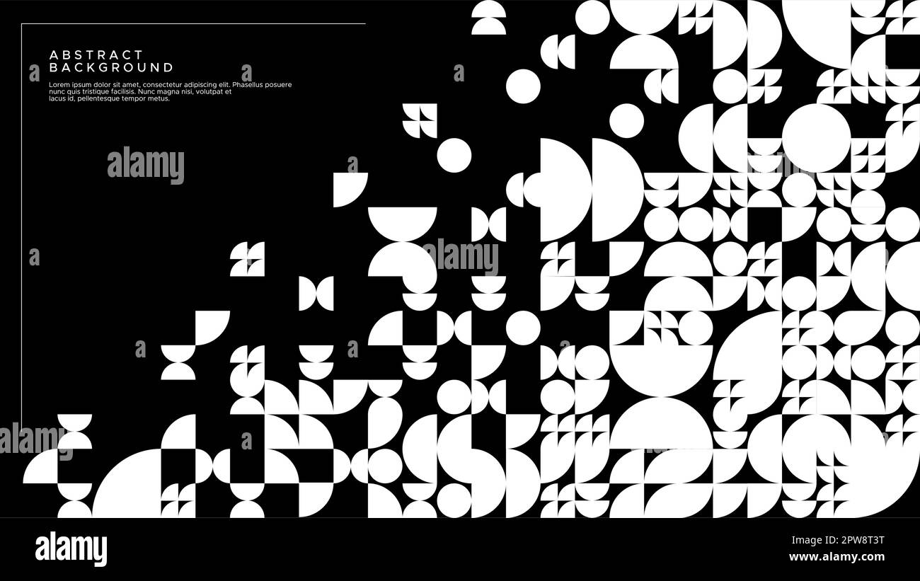 Modern black and white half circle memphis background design template