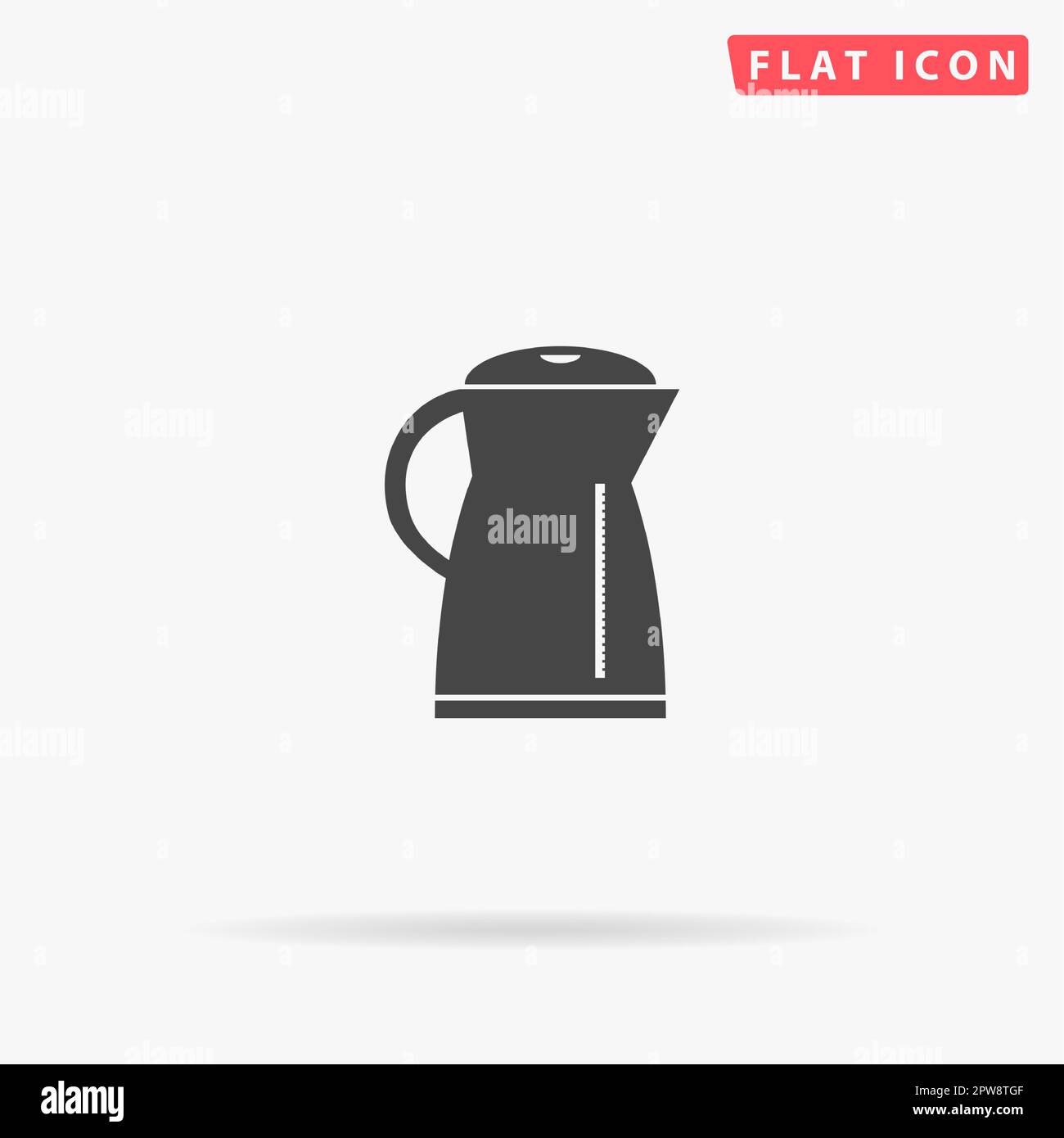 Electric kettle. Simple flat black symbol with shadow on white background. Vector illustration pictogram Stock Vector