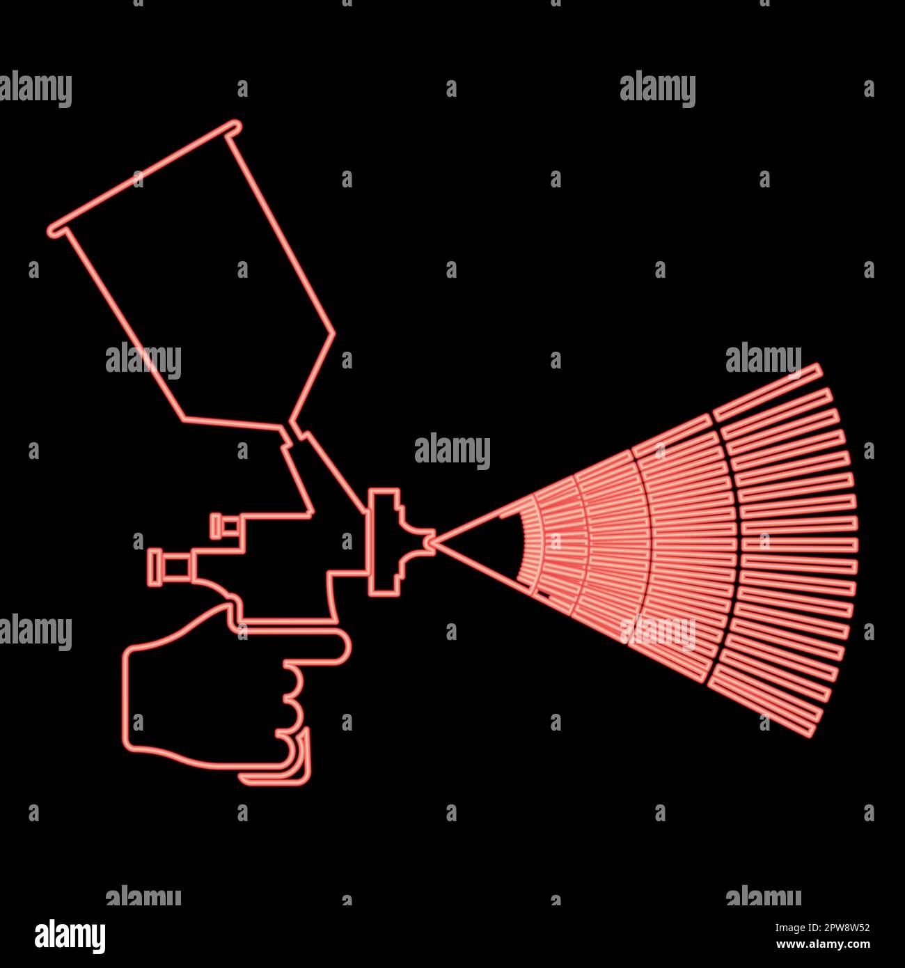 Neon painting tool in hand red color vector illustration image flat