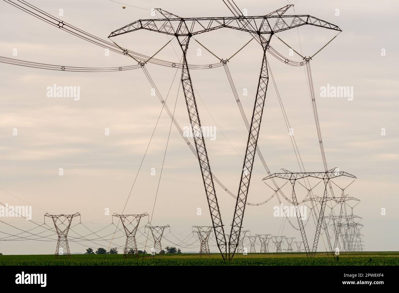 electricity pylons, transmission towers, hydro towers running through