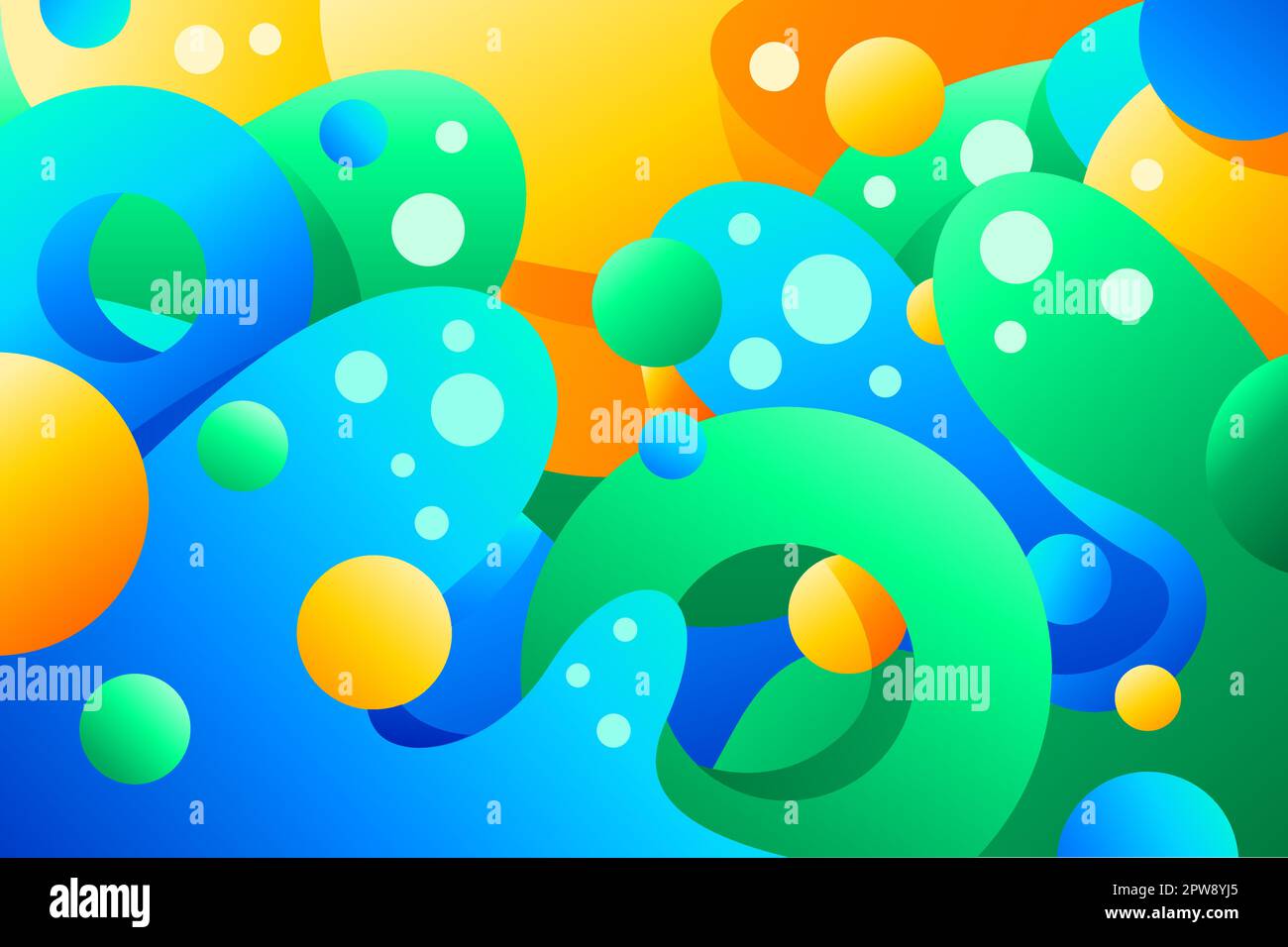 Colorful flowing wave abstract shape background design. Modern fun ...