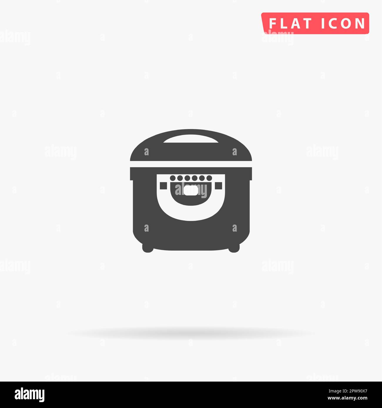 Electric Cooker. Simple flat black symbol with shadow on white