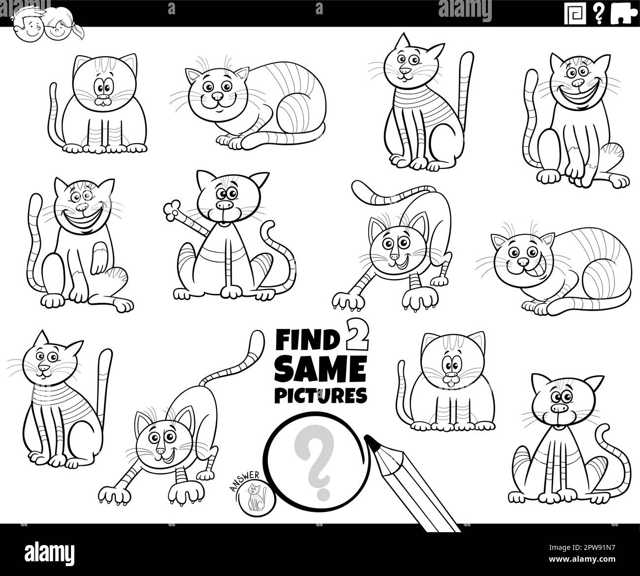 find-two-same-cartoon-cats-task-coloring-page-2PW91N7.jpg