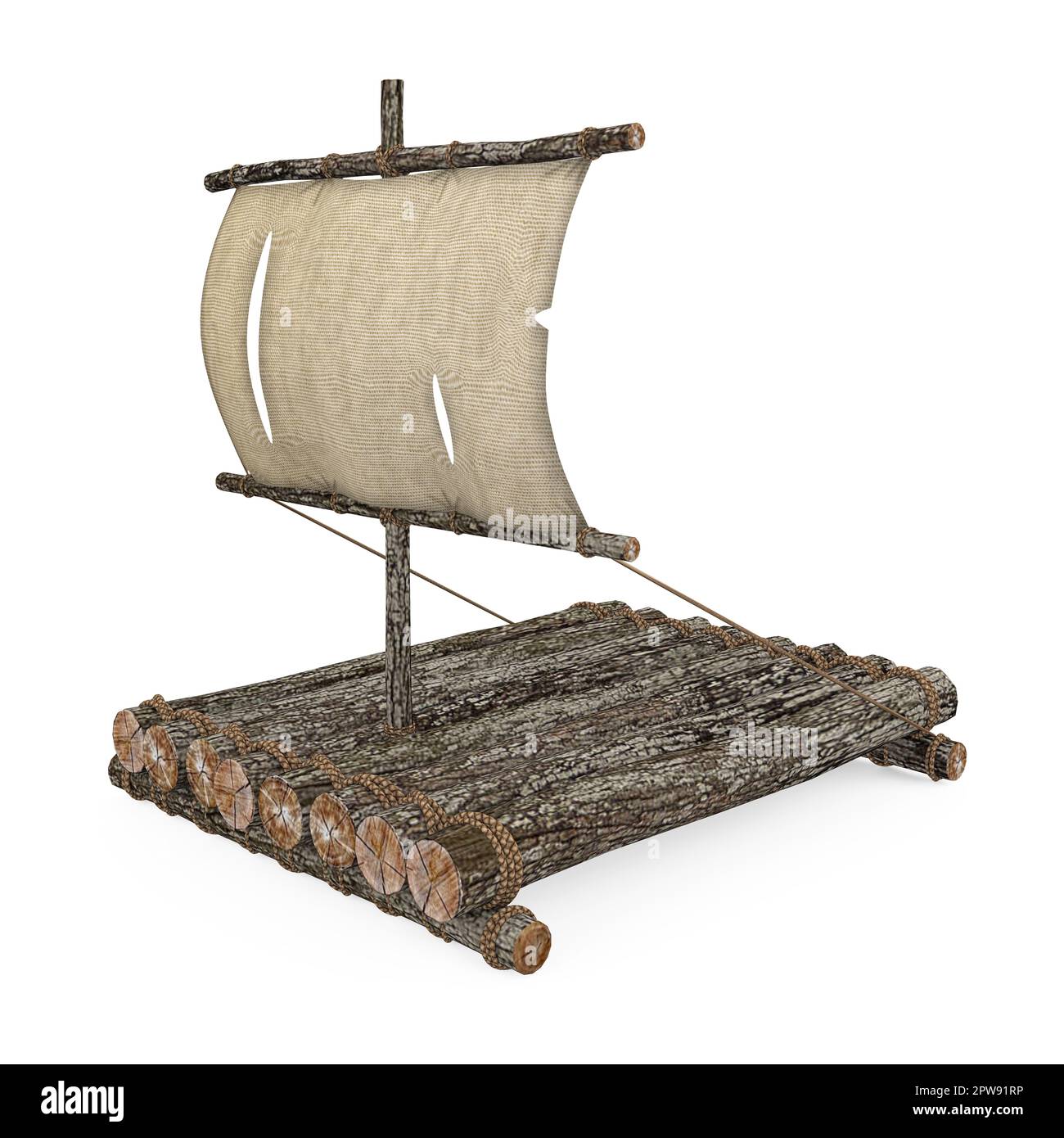 Wooden Raft Isolated Stock Photo Alamy