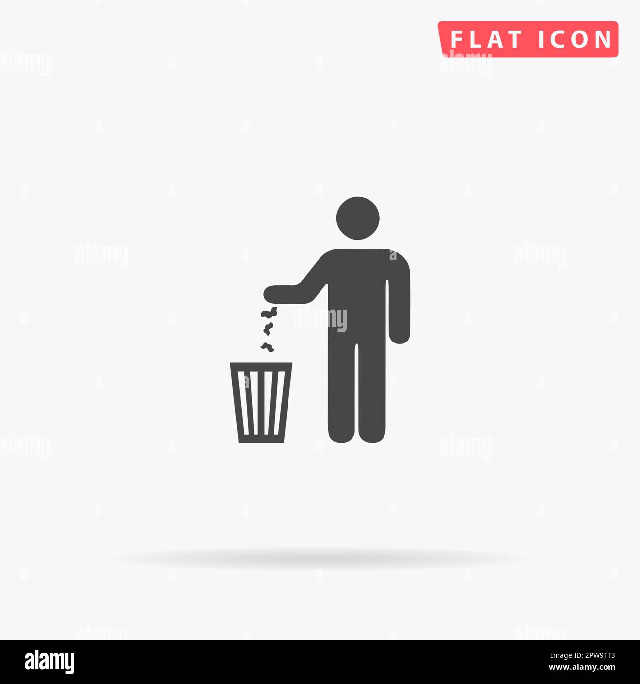 Bin. Simple flat black symbol with shadow on white background. Vector illustration pictogram Stock Vector