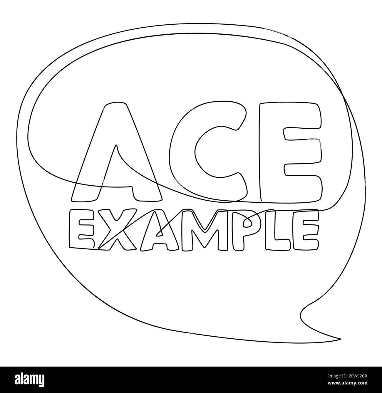 One continuous line of speech bubble with Example text Stock Vector