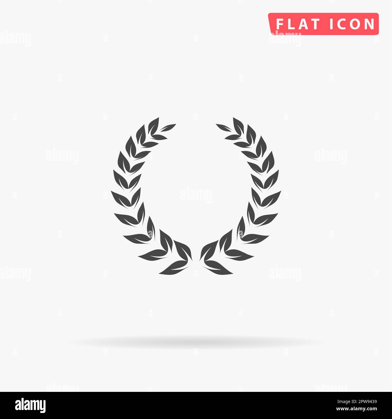 Simple wreath. Simple flat black symbol with shadow on white background ...