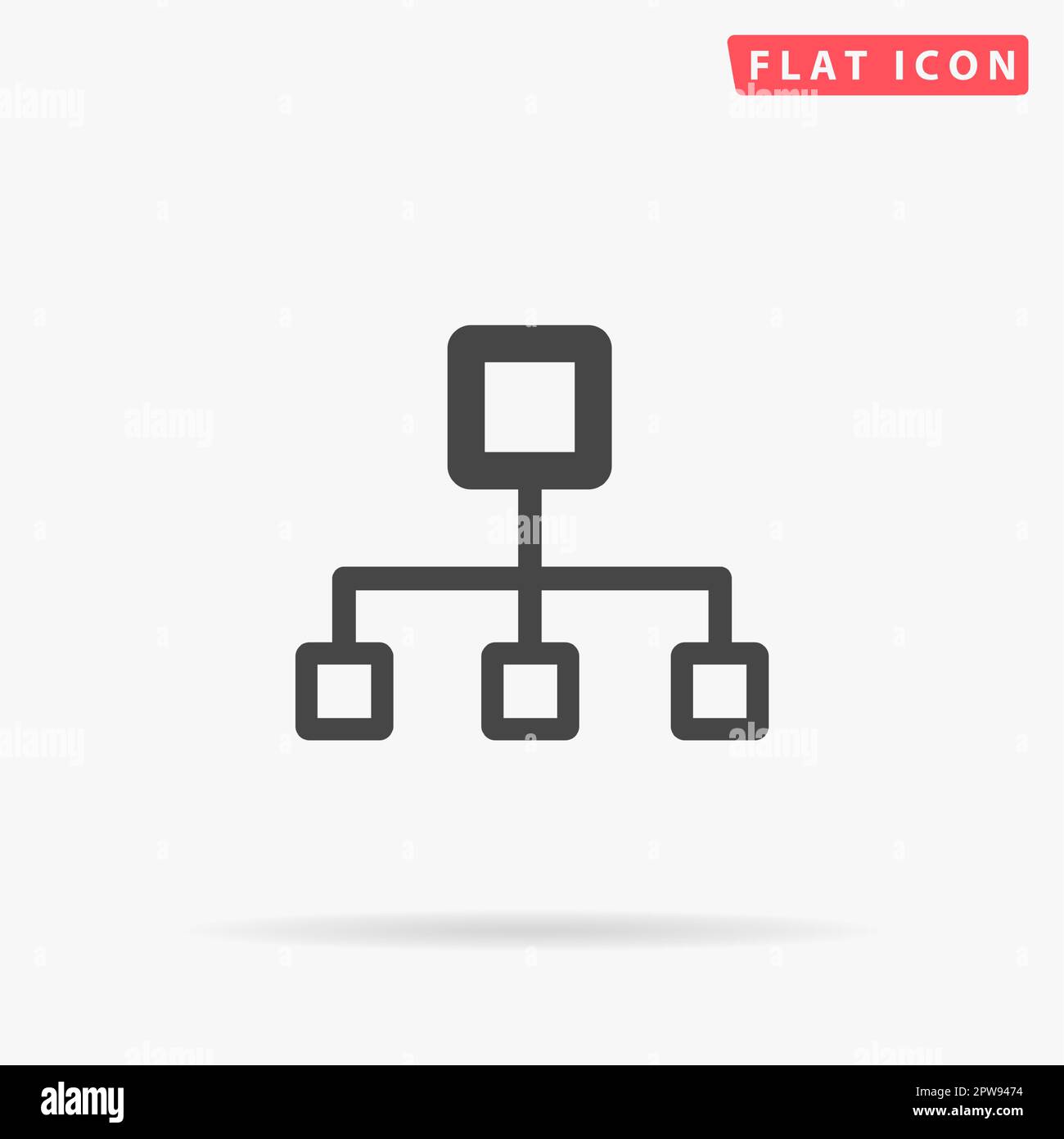 Network block diagram. Simple flat black symbol with shadow on white background. Vector illustration pictogram Stock Vector
