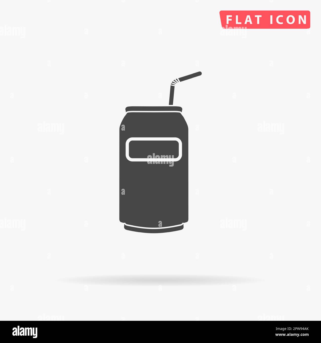 Soda Cans with tube. Simple flat black symbol with shadow on white ...