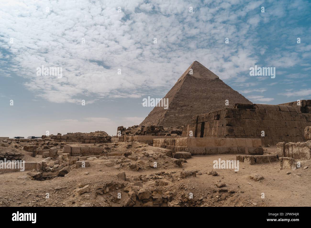 Keops pyramid landscape with a blue sky. Cairo. Egypt Stock Photo