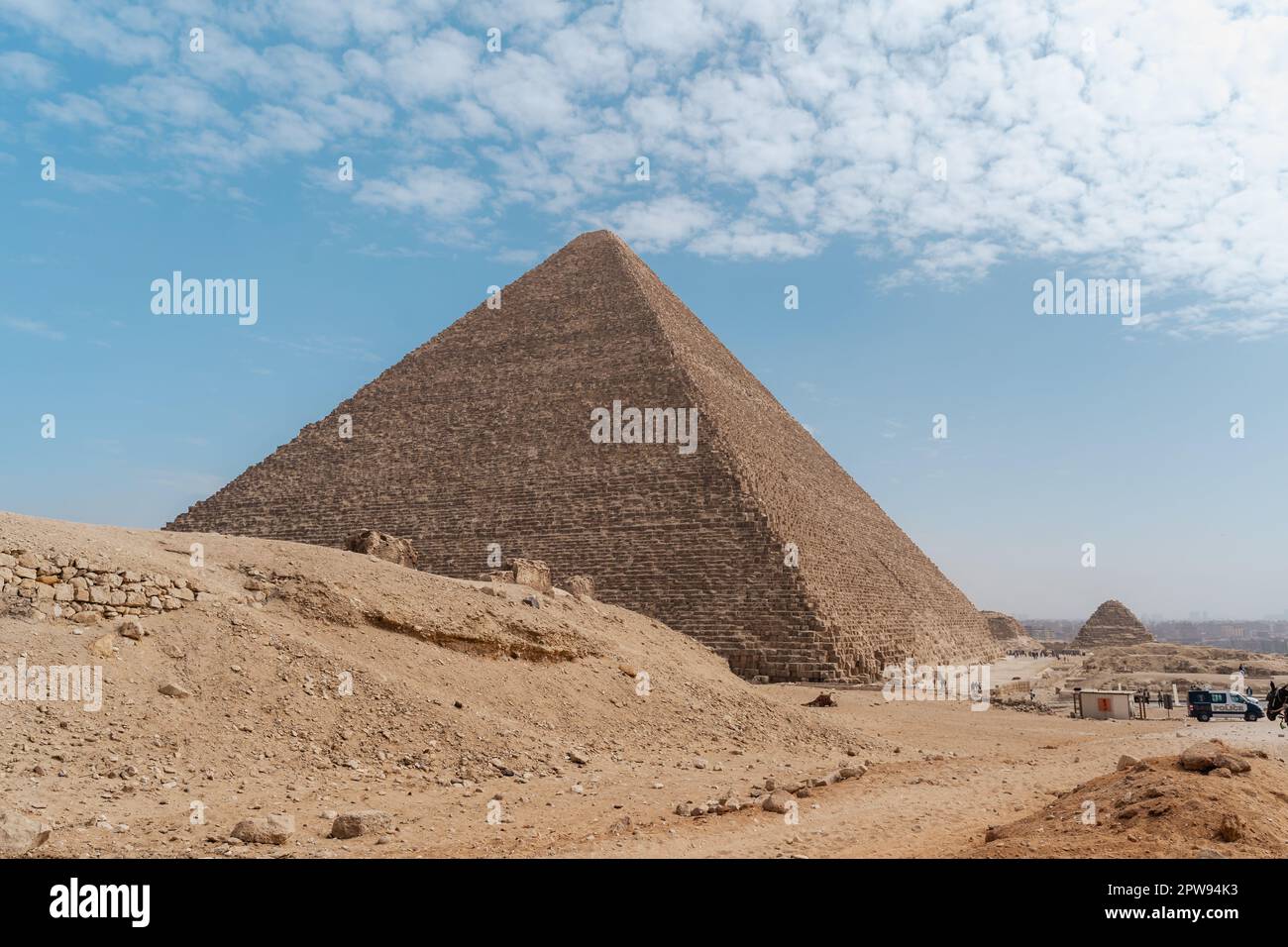 Keops pyramid landscape with a blue sky. Cairo. Egypt Stock Photo