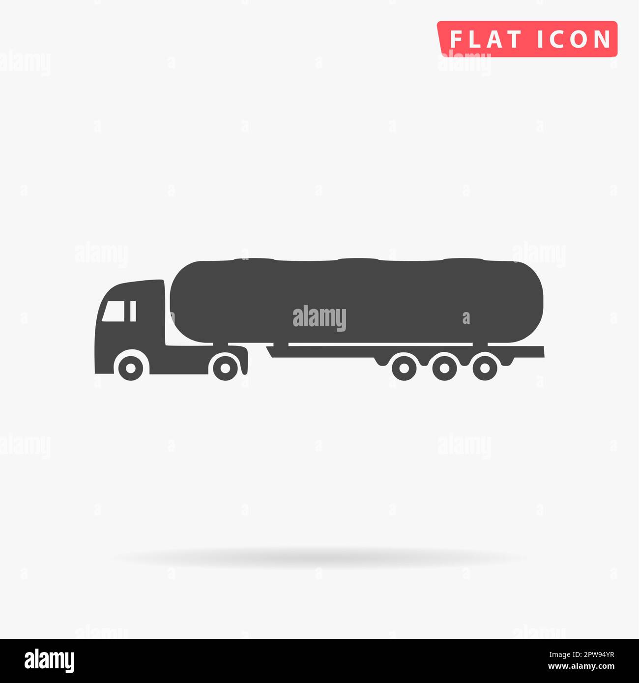Tank car. Trailer Simple flat black symbol with shadow on white