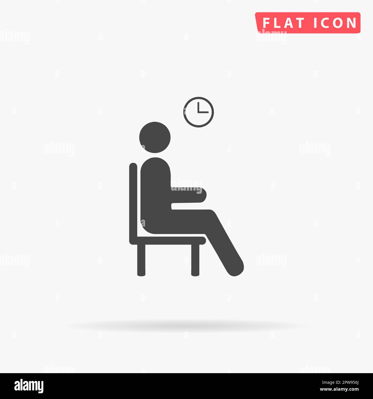 Waiting. Simple flat black symbol with shadow on white background. Vector illustration pictogram Stock Vector