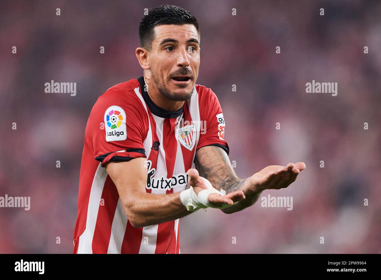 Yuri Berchiche of Athletic Club during the La Liga match between Athletic Club and Sevilla FC played at San Mames Stadium on April 27 2023 in Bilbao, Spain. (Photo by Cesar Ortiz / PRESSIN) Stock Photo