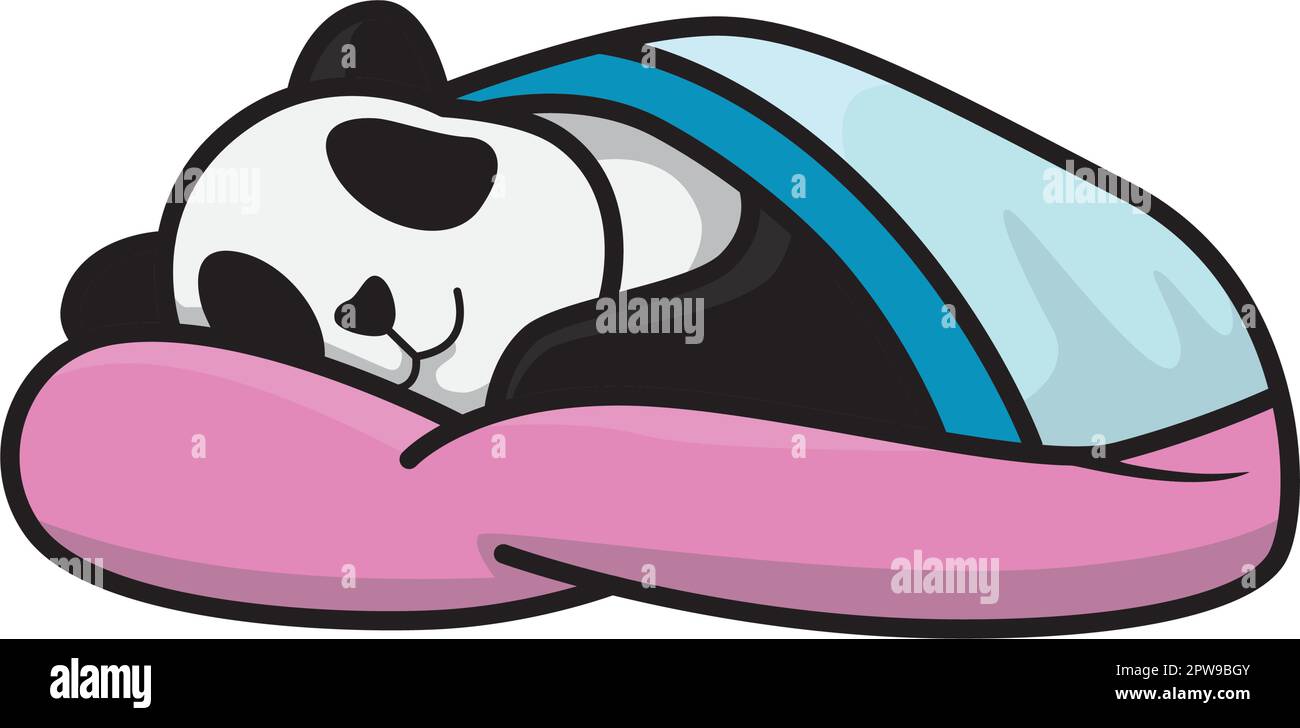 Cute Panda Sleeping Under a Blanket Illustration Stock Vector