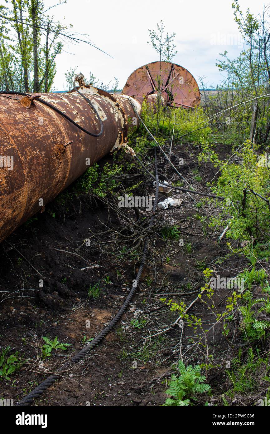 Destroyed building located at Kharkiv front line, Russian army bombs ...