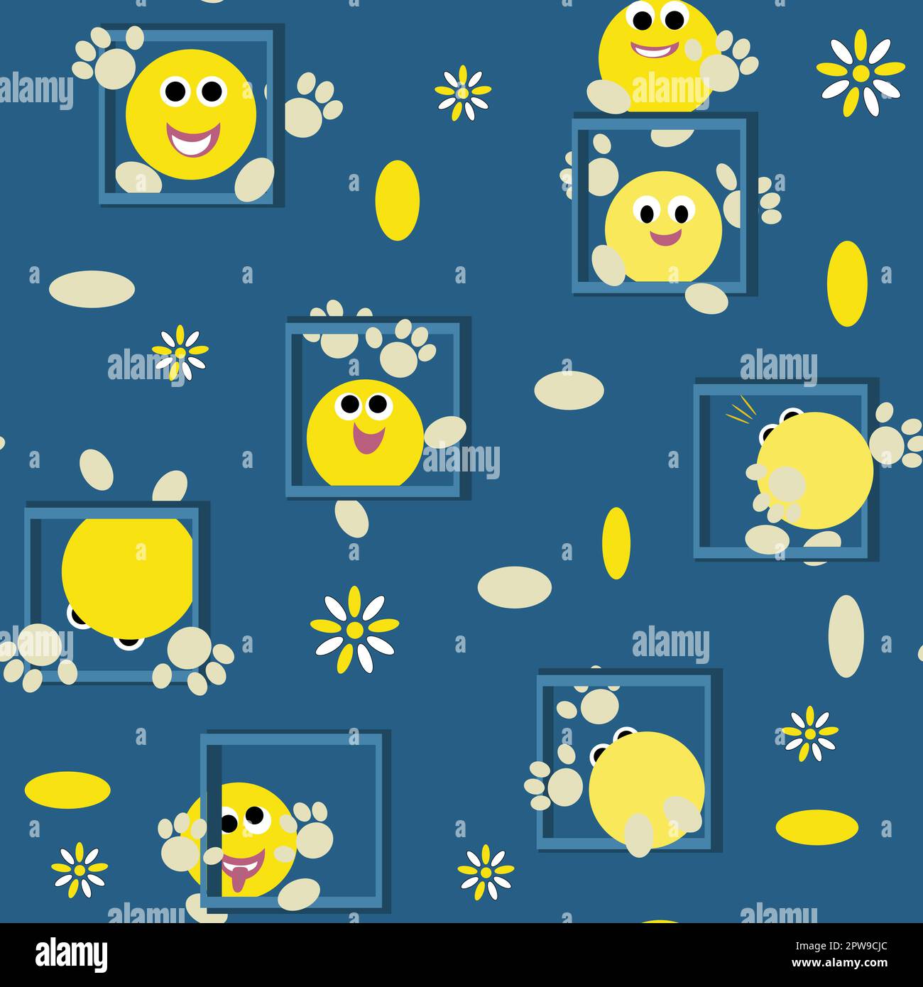 emoticons in various positions and expressions pattern Stock Vector