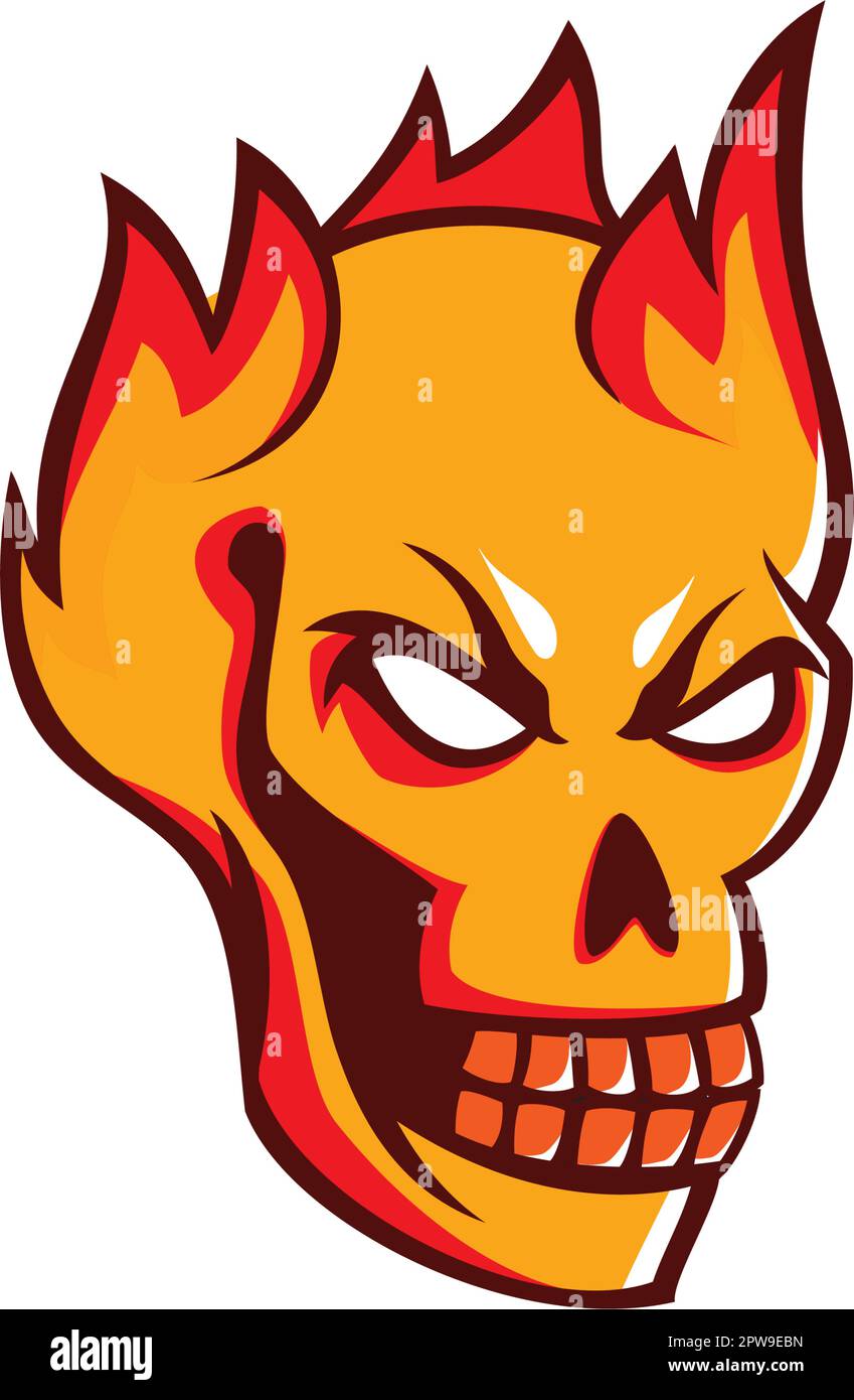 Skull on Fire Illustration Stock Vector Image & Art - Alamy