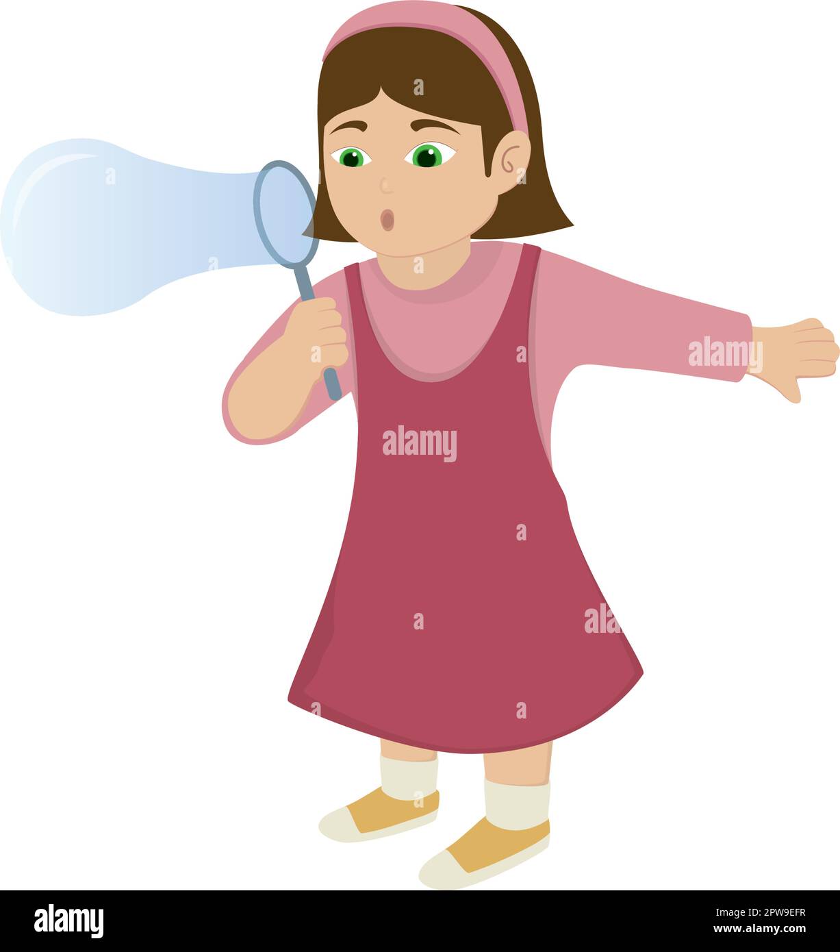a Girl Blowing Bubbles Illustration Stock Vector Image & Art - Alamy
