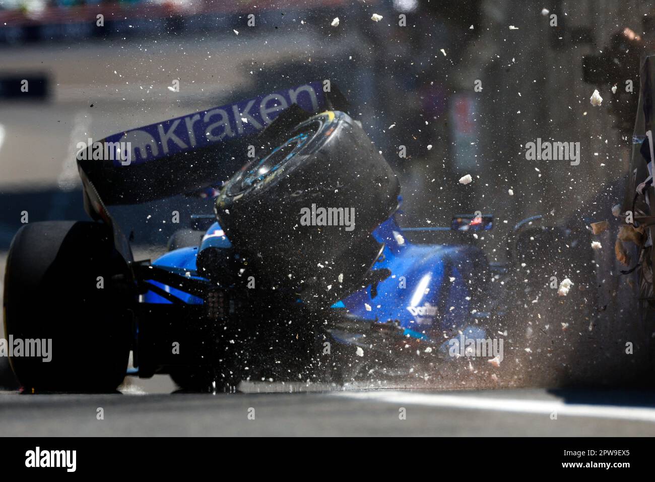 Baku, Azerbaijan. 29th Apr, 2023. Crash of 2 Logan Sargeant (USA