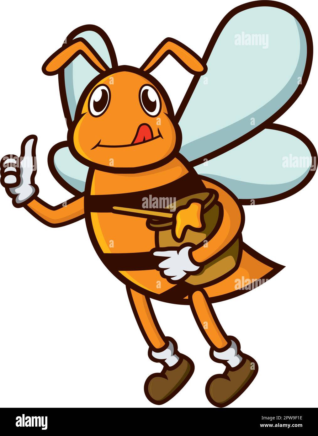 Bee Holding Honey Illustration with Cartoon Style Stock Vector