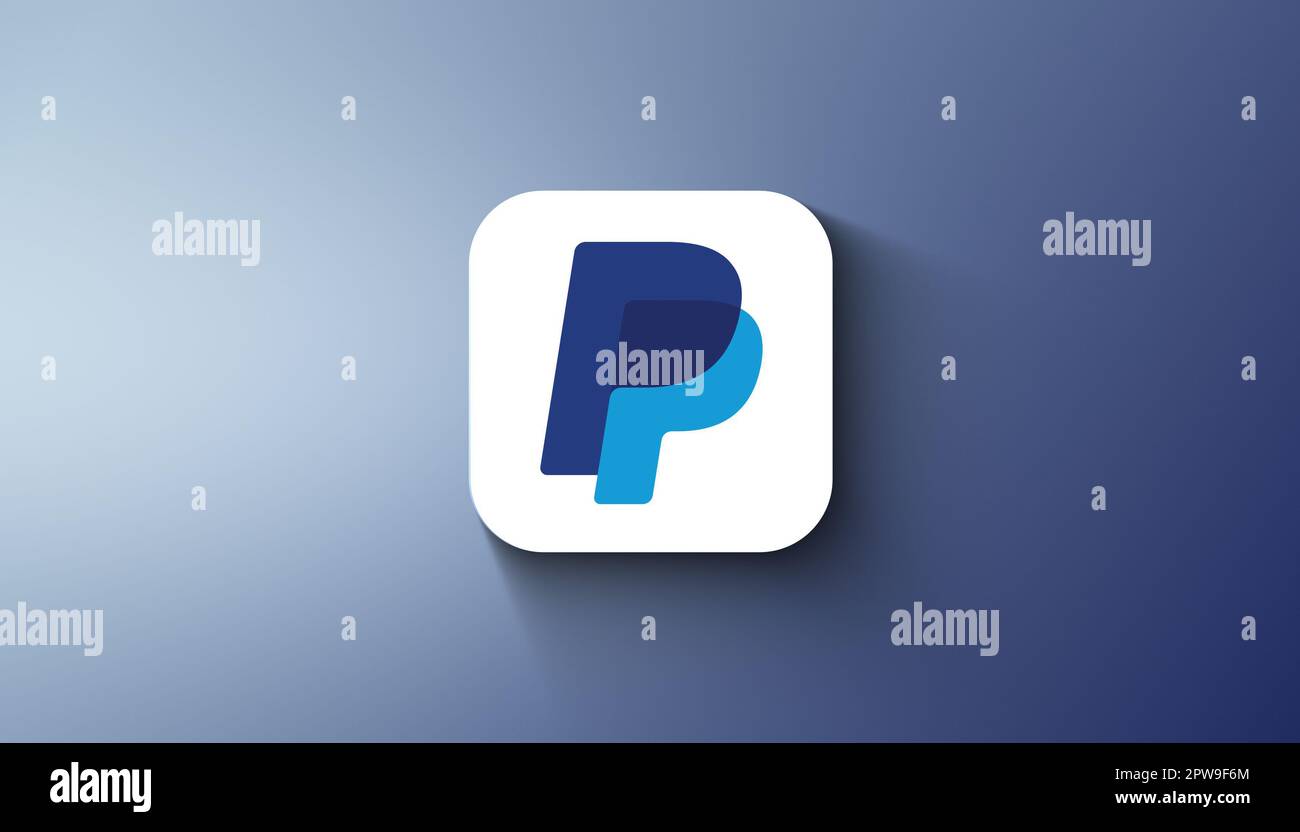 Agadir, Morocco April, 2023 PayPal Logo in a Gradient Background