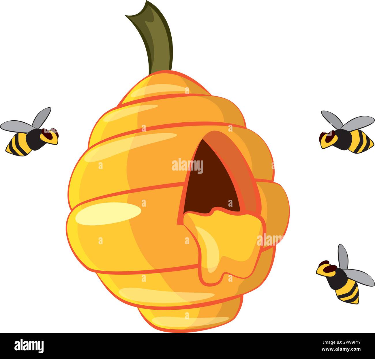 Bees Flying Around Beehive lllustration Stock Vector