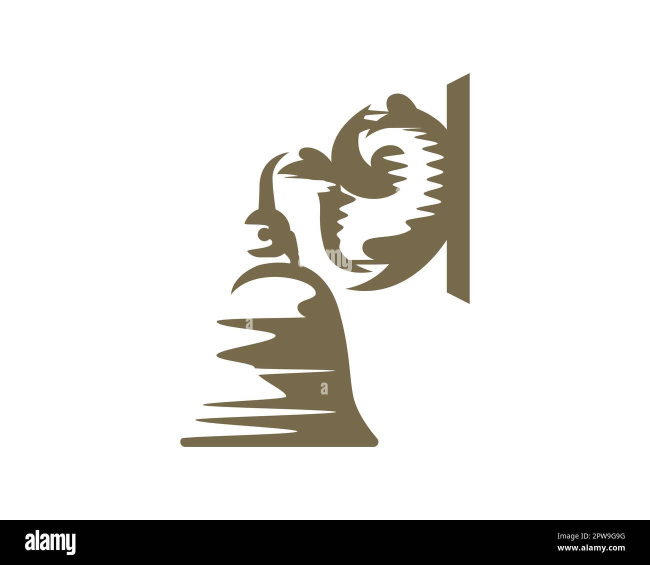Old Ship Bell with Silhouette Style Stock Vector
