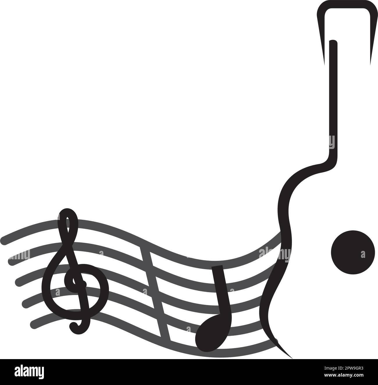 Simple Guitar combined with Musical Notation Symbol Stock Vector Image
