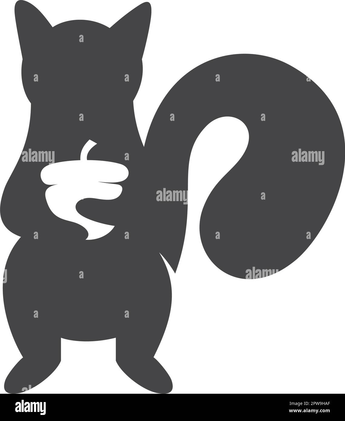 Squirrel Holding an Acorn visualized with Silhouette Style Stock Vector ...