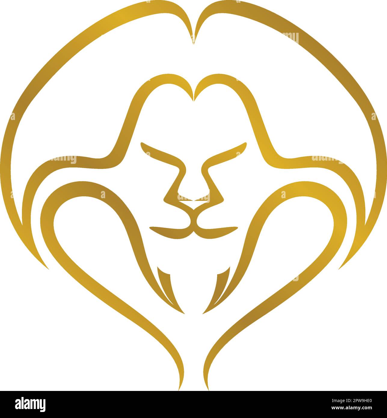 Simple and Creative Golden Lion Head Symbol Stock Vector Image & Art