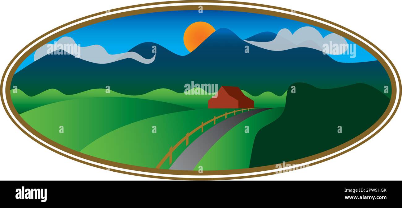 Beautiful Rural Nature and Landscape Illustration Stock Vector Image ...