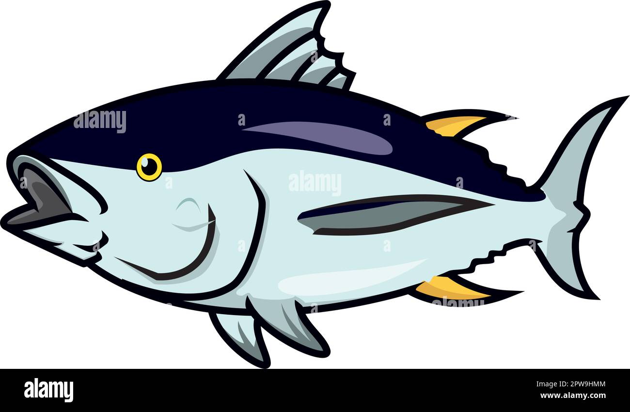 Detailed Yellowfin Tuna and Sea Animal Entity Illustration Stock Vector