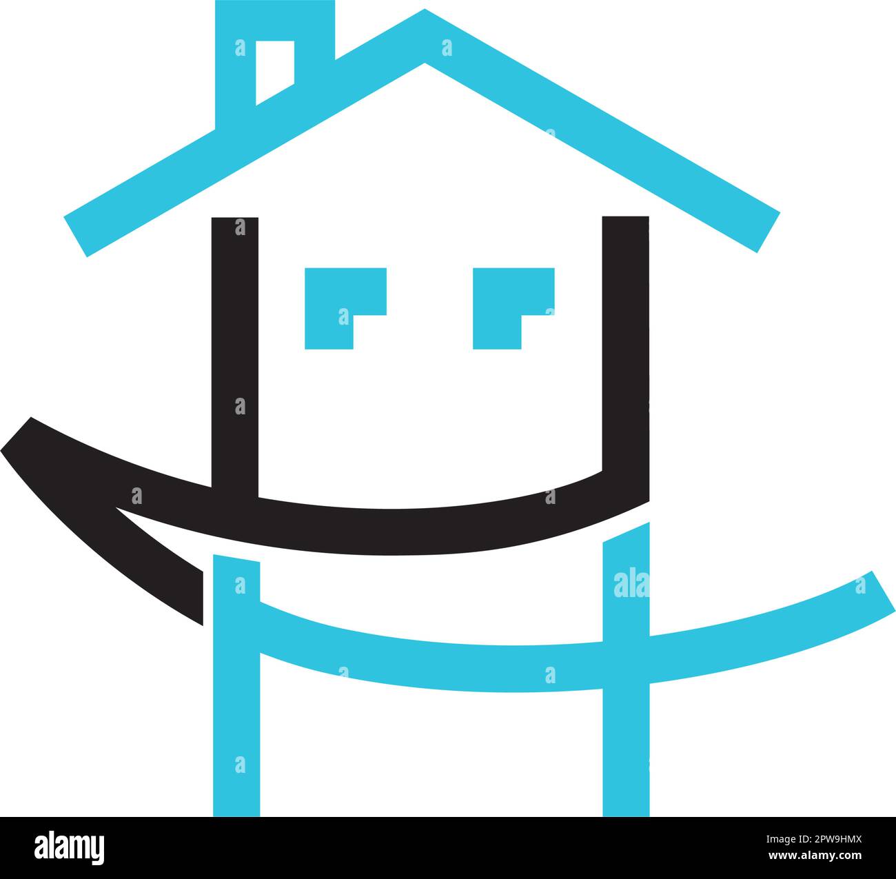 Simple and Creative House combined with Smile Symbol visualized with