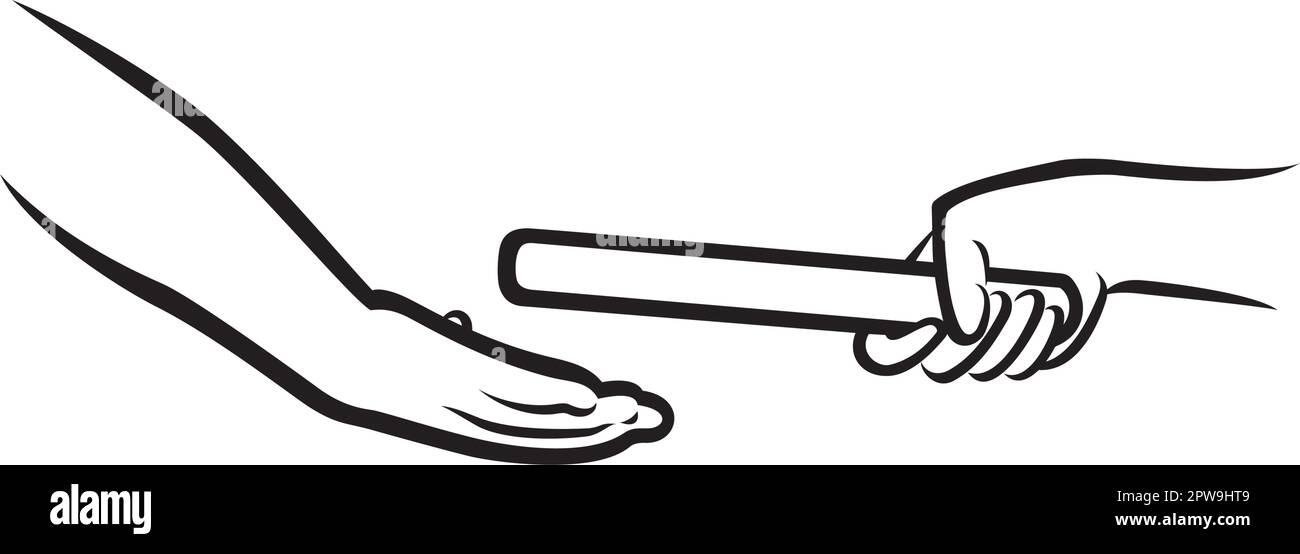 Relay Race Silhouette Illustration visualized with Two Hands Give and