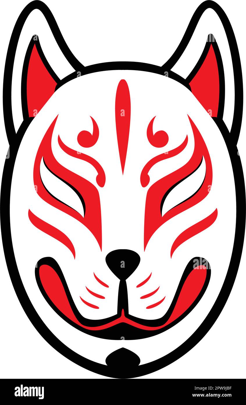 Japanese Kitsune Fox Mask Illustration Stock Vector Image & Art - Alamy