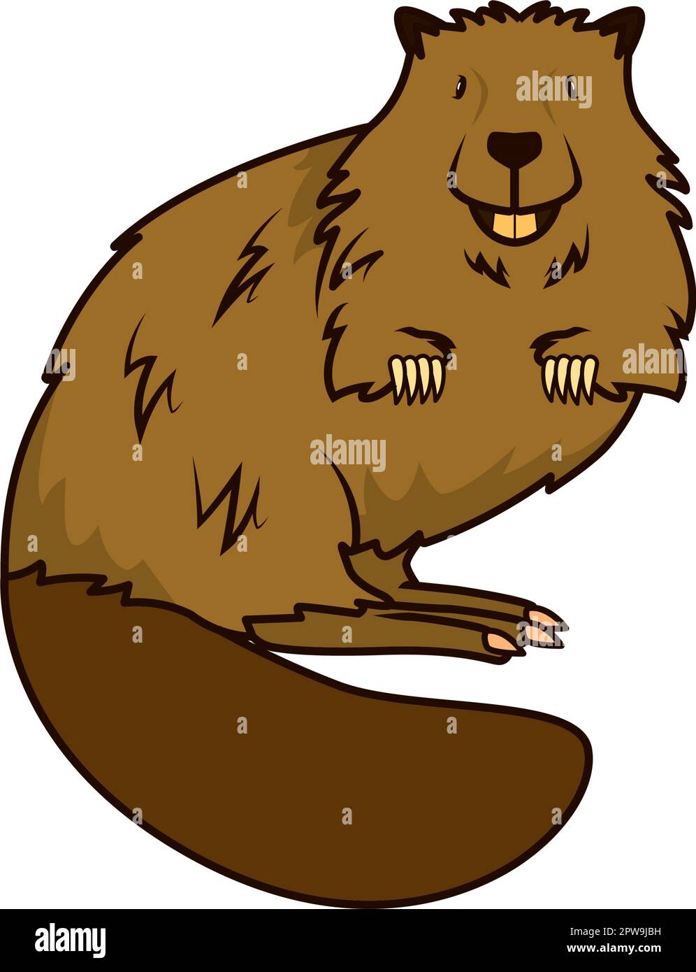 Detailed Beaver with Standing Gesture Illustration Stock Vector