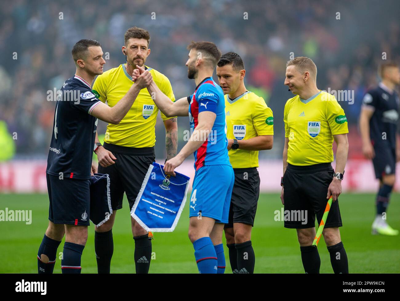 Exchange pennants before the match hires stock photography and images